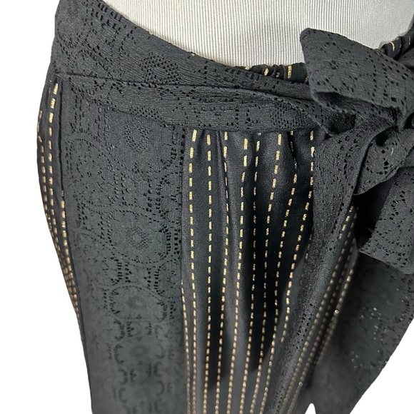 Vintage 70s Tumbleweeds Witchy Maxi Skirt Black Lace Velveteen Medium Edwardian - Picture 5 of 16